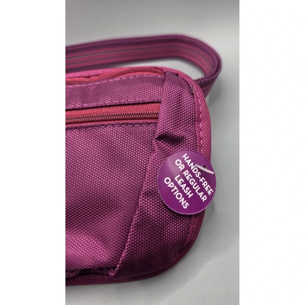 TITLEKONG Hands Free Dog Walking Waist Pack Leash Bag Pink Adjustable Belt